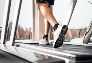 Man running on a treadmill